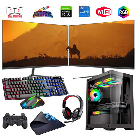 i7 13700F 16GB DDR4 1TB m2 6GB RTX3050 Çift 24" Monitörlü (Gaming SET)