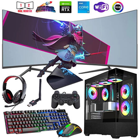 i5 14400F 16GB DDR4 1TB m2 12GB RTX3060 Çift 24" Monitörlü Oyun Bilgisayarı (Gaming SET)