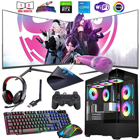 i5 14400F 16GB DDR4 1TB m2 8GB RTX4060 Çift 24" Monitörlü Oyun Bilgisayarı (Gaming SET)