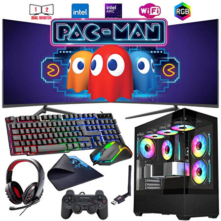 i7 14700F 16GB DDR4 1TB m2 12GB ARC B580 Çift 24" Monitörlü Oyun Bilgisayarı (Gaming SET)