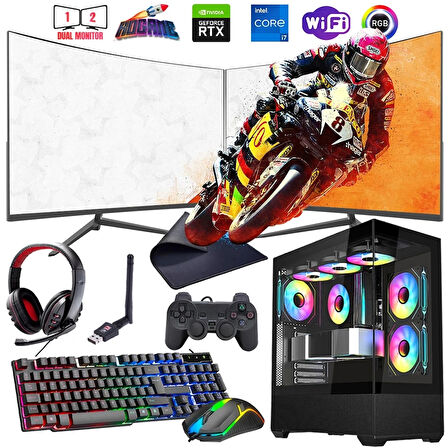 i7 14700F 16GB DDR4 1TB m2 8GB RTX4060 Çift 24" Monitörlü Oyun Bilgisayarı (Gaming SET)