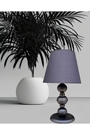 RİGA METAL ABAJUR SİYAH BOYALI SİYAH ŞAPKALI