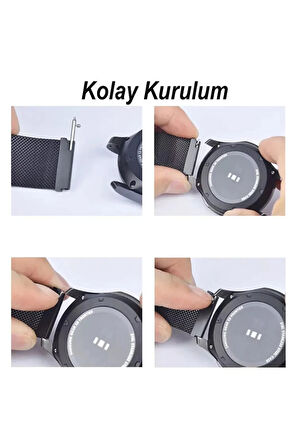 Huawei Watch GT 5 46mm ile Uyumlu Kordon 22 mm Metal Hasır Kordon 