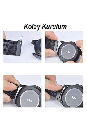 Huawei Watch GT 2e 46mm ile Uyumlu Kordon 22 mm Metal Hasır Kordon 