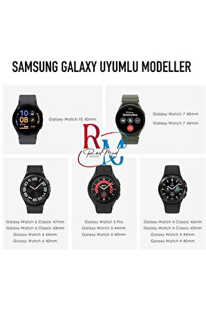 Samsung Galaxy Watch 4 5 Pro 6 7 Seri 40 44mm Classic 42 43 45 46 47mm Uyumlu Kavisli Silikon Kordon