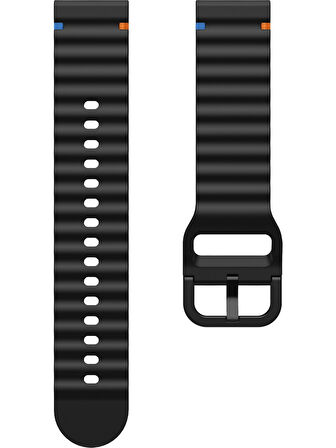 Oppo Realme Watch S / Watch S Pro İle Uyumlu 22mm Kordon Dalgalı Dikiş Detaylı Silikon Saat Kordonu