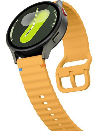 Samsung Galaxy Watch 3 45mm Galaxy Watch 46mm ile Uyumlu Dalgalı Dikiş Detaylı Silikon Saat Kordonu