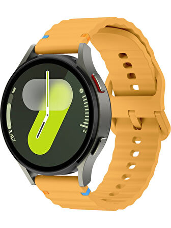 Xiaomi Mi Watch (Yuvarlak Kasa) İle Uyumlu 22mm Kordon Dalgalı Dikiş Detaylı Silikon Saat Kordonu