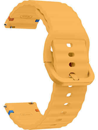 Xiaomi Mi Watch (Yuvarlak Kasa) İle Uyumlu 22mm Kordon Dalgalı Dikiş Detaylı Silikon Saat Kordonu