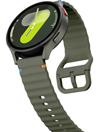 Xiaomi Mi Watch (Yuvarlak Kasa) İle Uyumlu 22mm Kordon Dalgalı Dikiş Detaylı Silikon Saat Kordonu