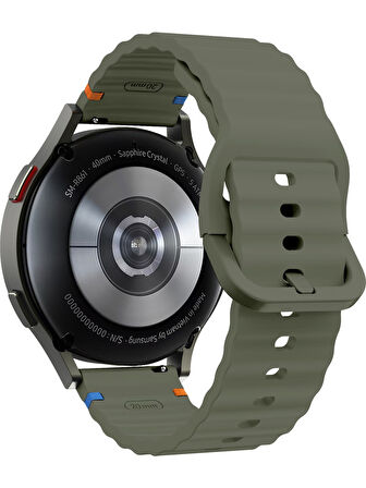 Xiaomi Mi Watch (Yuvarlak Kasa) İle Uyumlu 22mm Kordon Dalgalı Dikiş Detaylı Silikon Saat Kordonu