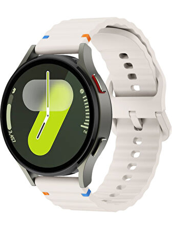 Xiaomi Mi Watch (Yuvarlak Kasa) İle Uyumlu 22mm Kordon Dalgalı Dikiş Detaylı Silikon Saat Kordonu