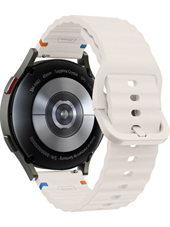 Xiaomi Mi Watch (Yuvarlak Kasa) İle Uyumlu 22mm Kordon Dalgalı Dikiş Detaylı Silikon Saat Kordonu
