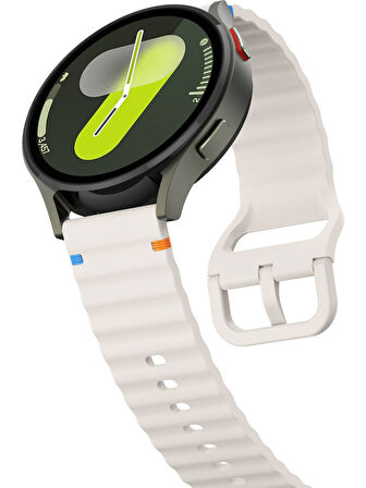 Xiaomi Mi Watch (Yuvarlak Kasa) İle Uyumlu 22mm Kordon Dalgalı Dikiş Detaylı Silikon Saat Kordonu