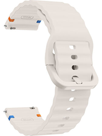 Xiaomi Mi Watch (Yuvarlak Kasa) İle Uyumlu 22mm Kordon Dalgalı Dikiş Detaylı Silikon Saat Kordonu