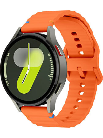 Xiaomi Mi Watch (Yuvarlak Kasa) İle Uyumlu 22mm Kordon Dalgalı Dikiş Detaylı Silikon Saat Kordonu