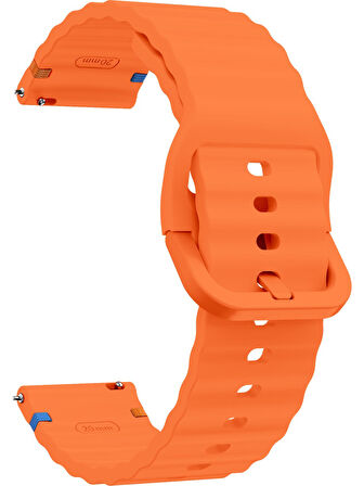 Xiaomi Mi Watch (Yuvarlak Kasa) İle Uyumlu 22mm Kordon Dalgalı Dikiş Detaylı Silikon Saat Kordonu