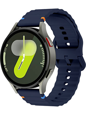 Xiaomi Mi Watch (Yuvarlak Kasa) İle Uyumlu 22mm Kordon Dalgalı Dikiş Detaylı Silikon Saat Kordonu