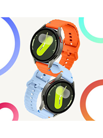 Xiaomi Mi Watch (Yuvarlak Kasa) İle Uyumlu 22mm Kordon Dalgalı Dikiş Detaylı Silikon Saat Kordonu