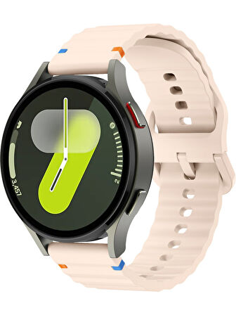 Xiaomi Mi Watch (Yuvarlak Kasa) İle Uyumlu 22mm Kordon Dalgalı Dikiş Detaylı Silikon Saat Kordonu