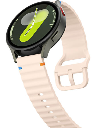 Xiaomi Mi Watch (Yuvarlak Kasa) İle Uyumlu 22mm Kordon Dalgalı Dikiş Detaylı Silikon Saat Kordonu