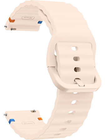 Xiaomi Mi Watch (Yuvarlak Kasa) İle Uyumlu 22mm Kordon Dalgalı Dikiş Detaylı Silikon Saat Kordonu