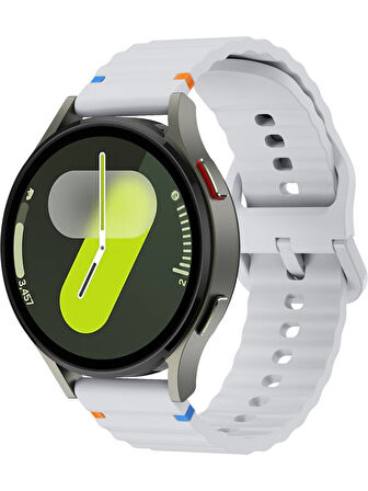Xiaomi Mi Watch (Yuvarlak Kasa) İle Uyumlu 22mm Kordon Dalgalı Dikiş Detaylı Silikon Saat Kordonu