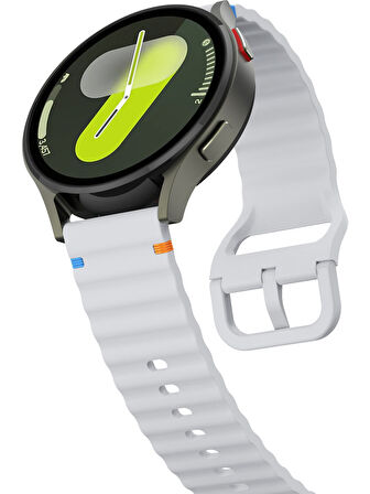 Xiaomi Mi Watch (Yuvarlak Kasa) İle Uyumlu 22mm Kordon Dalgalı Dikiş Detaylı Silikon Saat Kordonu