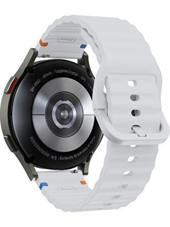 Xiaomi Mi Watch (Yuvarlak Kasa) İle Uyumlu 22mm Kordon Dalgalı Dikiş Detaylı Silikon Saat Kordonu