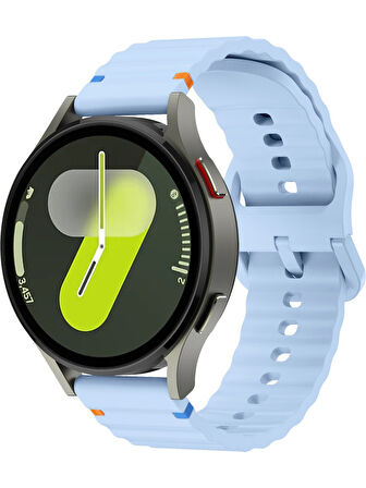 Xiaomi Mi Watch (Yuvarlak Kasa) İle Uyumlu 22mm Kordon Dalgalı Dikiş Detaylı Silikon Saat Kordonu
