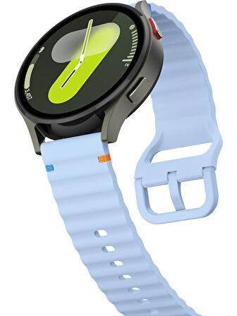 Xiaomi Mi Watch (Yuvarlak Kasa) İle Uyumlu 22mm Kordon Dalgalı Dikiş Detaylı Silikon Saat Kordonu