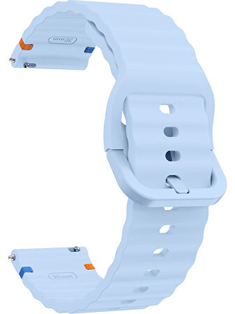 Xiaomi Mi Watch (Yuvarlak Kasa) İle Uyumlu 22mm Kordon Dalgalı Dikiş Detaylı Silikon Saat Kordonu