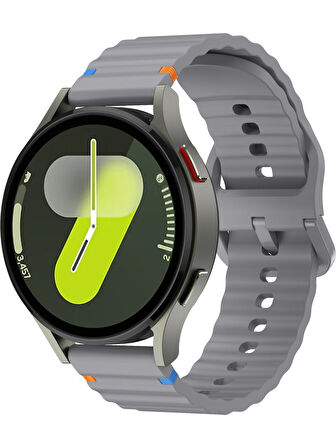 Xiaomi Mi Watch (Yuvarlak Kasa) İle Uyumlu 22mm Kordon Dalgalı Dikiş Detaylı Silikon Saat Kordonu