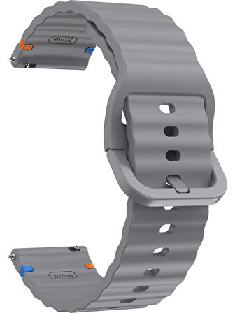 Xiaomi Mi Watch (Yuvarlak Kasa) İle Uyumlu 22mm Kordon Dalgalı Dikiş Detaylı Silikon Saat Kordonu