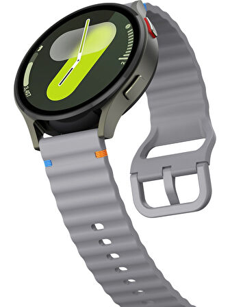 Xiaomi Mi Watch (Yuvarlak Kasa) İle Uyumlu 22mm Kordon Dalgalı Dikiş Detaylı Silikon Saat Kordonu