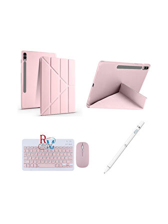 Samsung Galaxy Tab S10 FE Plus 13.1" ile Uyumlu Standlı Kılıf Dokunmatik Kalem ve Klavye Mouse Set