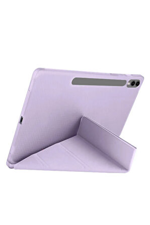 Samsung Galaxy S10 Plus SM-X820 ile Uyumlu 12.4'' Tablet Kılıfı Üçgen Standlı Kalem Bölmeli Kılıf