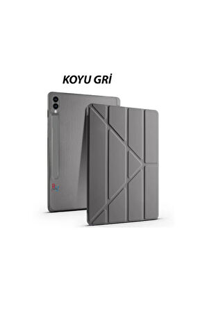 Samsung Galaxy S10 Plus SM-X820 ile Uyumlu 12.4'' Tablet Kılıfı Üçgen Standlı Kalem Bölmeli Kılıf