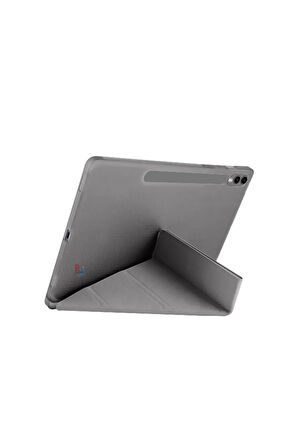 Samsung Galaxy S10 Plus SM-X820 ile Uyumlu 12.4'' Tablet Kılıfı Üçgen Standlı Kalem Bölmeli Kılıf