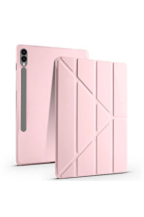 Samsung Galaxy S10 / S9 FE Plus ile Uyumlu 12.4'' Tablet Kılıfı Üçgen Standlı Kalem Bölmeli Kılıf