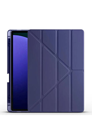 Samsung Galaxy S10 / S9 FE Plus ile Uyumlu 12.4'' Tablet Kılıfı Üçgen Standlı Kalem Bölmeli Kılıf