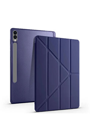 Samsung Galaxy S10 / S9 FE Plus ile Uyumlu 12.4'' Tablet Kılıfı Üçgen Standlı Kalem Bölmeli Kılıf