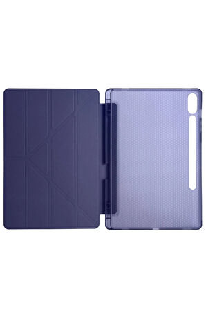 Samsung Galaxy S10 / S9 FE Plus ile Uyumlu 12.4'' Tablet Kılıfı Üçgen Standlı Kalem Bölmeli Kılıf
