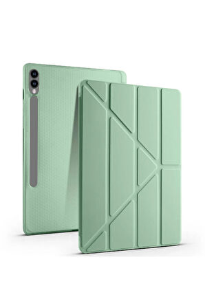 Samsung Galaxy S10 / S9 FE Plus ile Uyumlu 12.4'' Tablet Kılıfı Üçgen Standlı Kalem Bölmeli Kılıf