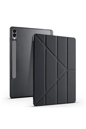 Samsung Galaxy S10 / S9 FE Plus ile Uyumlu 12.4'' Tablet Kılıfı Üçgen Standlı Kalem Bölmeli Kılıf