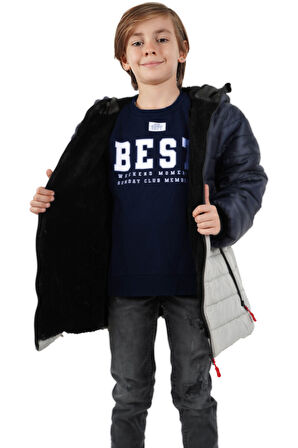 İçi Kürklü Su ve Rüzgar Geçirmez Erkek Çocuk Mont