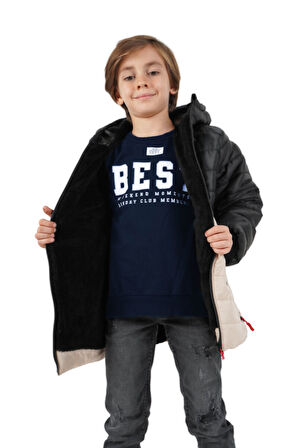 İçi Kürklü Su ve Rüzgar Geçirmez Erkek Çocuk Mont