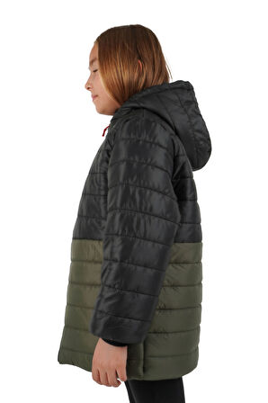 İçi Kürklü Su ve Rüzgar Geçirmez Kapüşonlu Kız Çocuk Mont