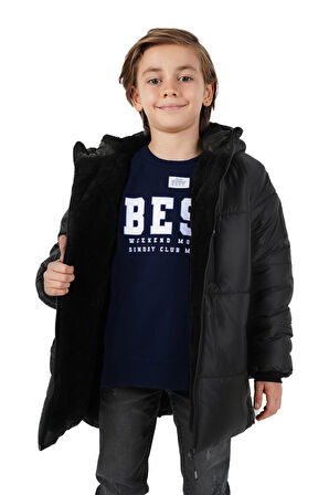 İçi Kürklü Su ve Rüzgar Geçirmez Erkek Çocuk Mont