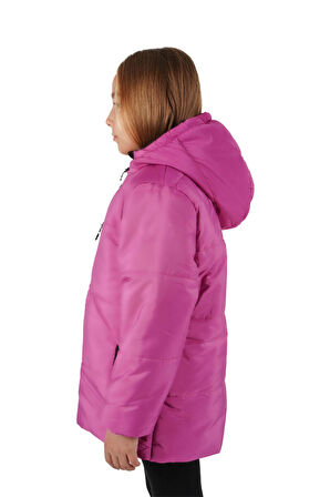 İçi Kürklü Su ve Rüzgar Geçirmez Kapüşonlu Kız Çocuk Mont